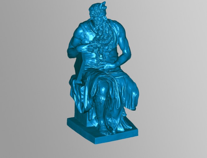 A Michelangelo Bronze placed in a studio for 3D scanning
