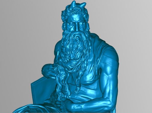 A Michelangelo Bronze placed in a studio for 3D scanning