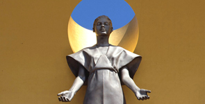 Robert Graham's sculpture on the Great Bronze doors of the Cathedral of Our Lady of the Angels in Los Angeles, CA