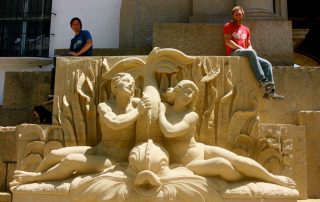 Restored sandstone fountain at the Santa Barbara County courthouse, created from 3D scan data