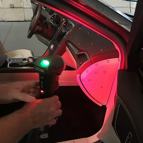 3D scanning automotive interior with Creaform Handyscan 3D scanner.