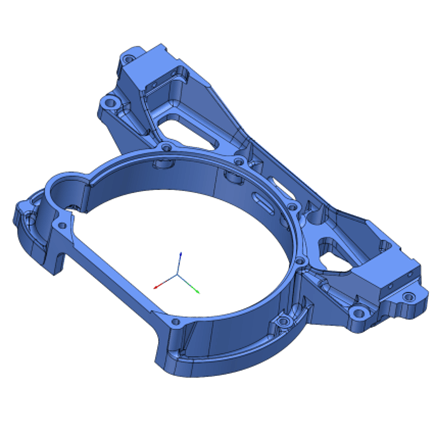 CAD file of Bell housing - reverse engineered from 3D scan data using a Creaform Handyscan scanner and Geomagic DesignX software