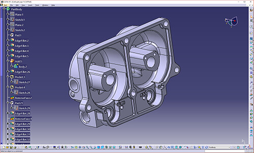 CATIA CAD file with feature tree created from 3D scan data