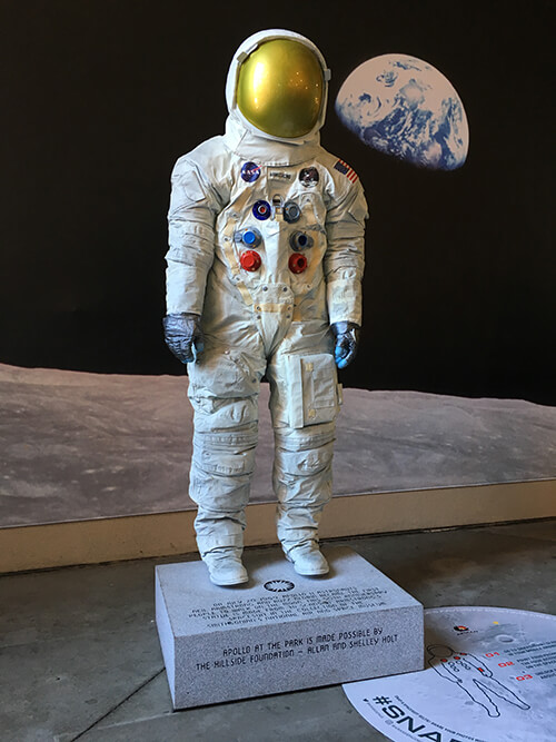 Resin cast and painted model of Neil Armstrong's space suit created from 3D scan data