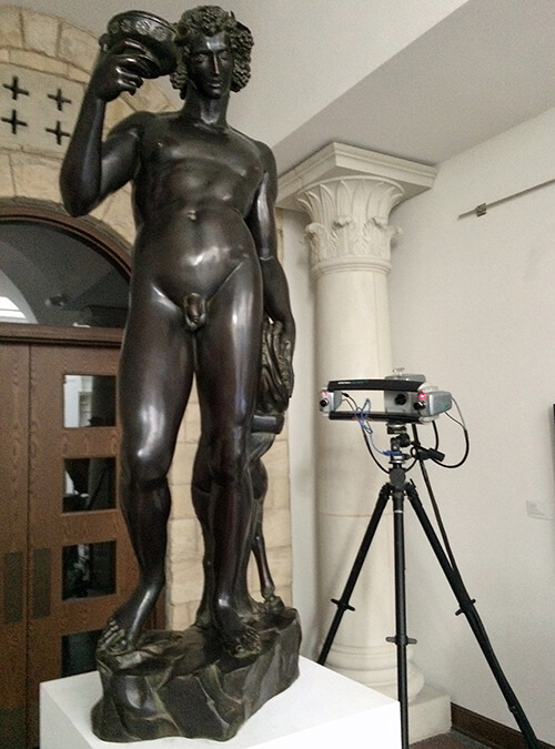 3D scanning a bronze copy of Michelangelo's "Bacchus" using a Breuckmann Stereoscan structured light 3D scanner