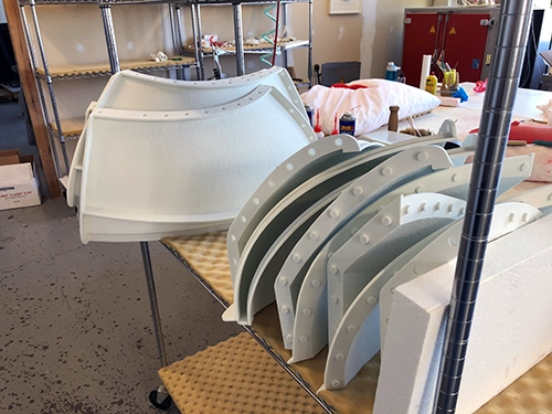 Resin infused Voxeljet prints.